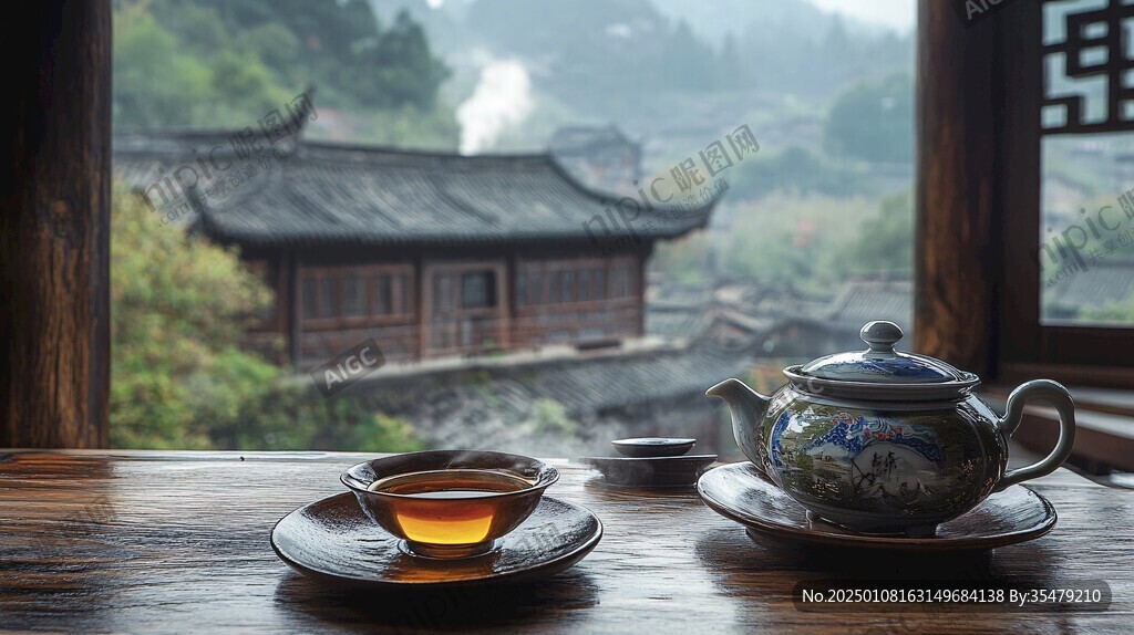 窗前茶具