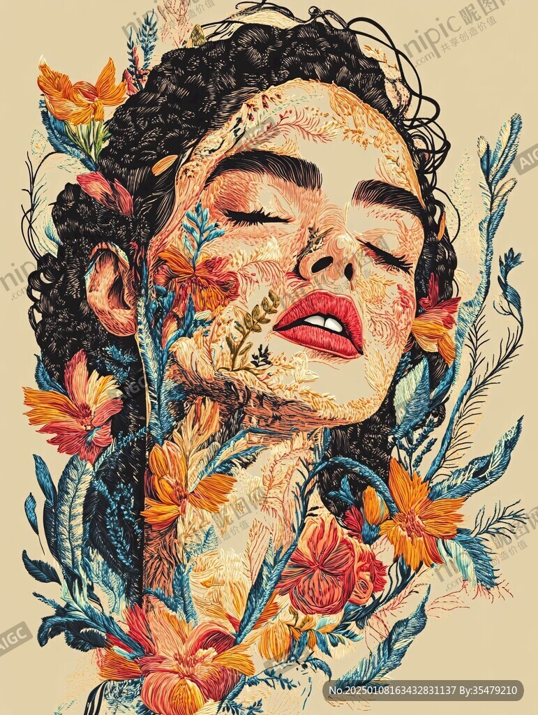 美女创意插画