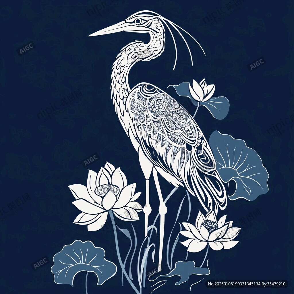 中式鹤纹