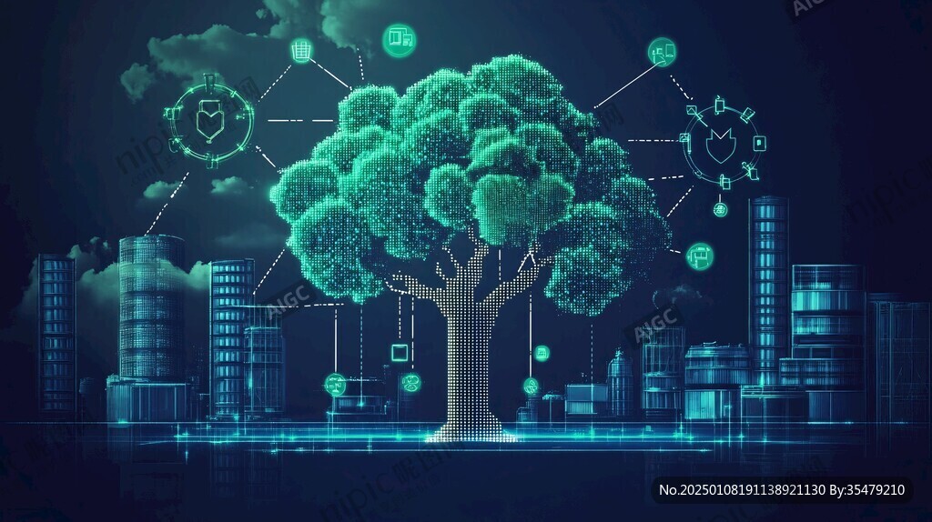 绿色科技树背景