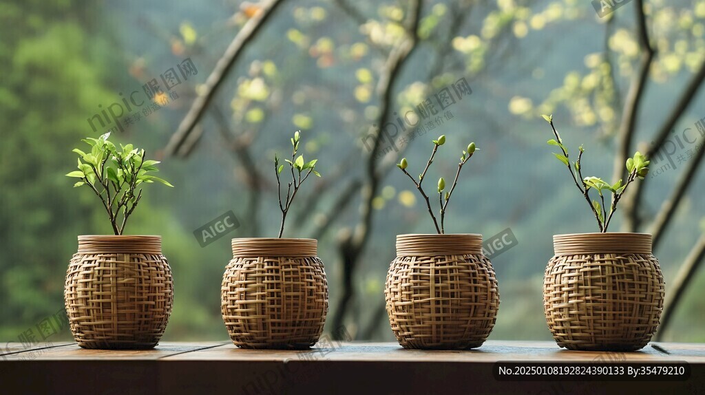竹编花盆