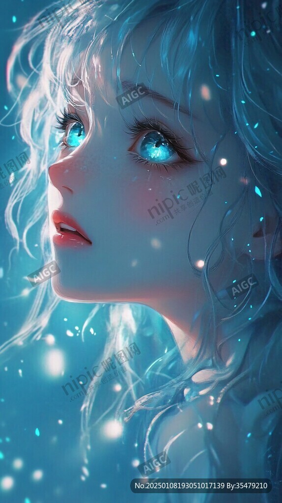 梦幻唯美蓝色系少女