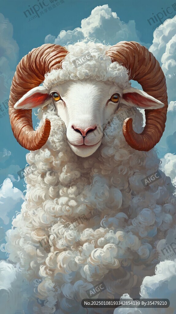 手绘梦幻羊风格装饰画