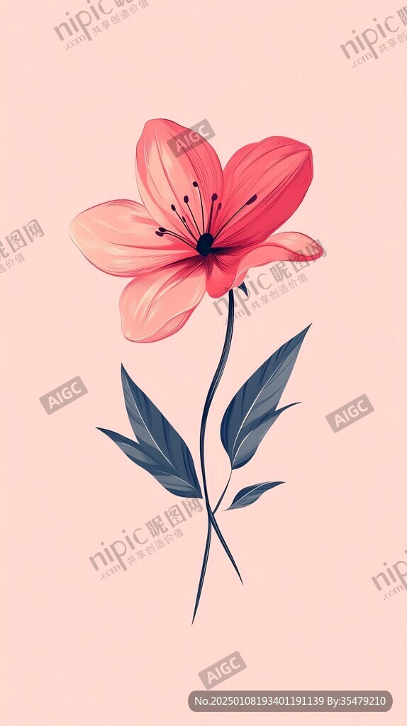 红色花朵插画