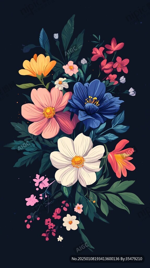 扁平风花束