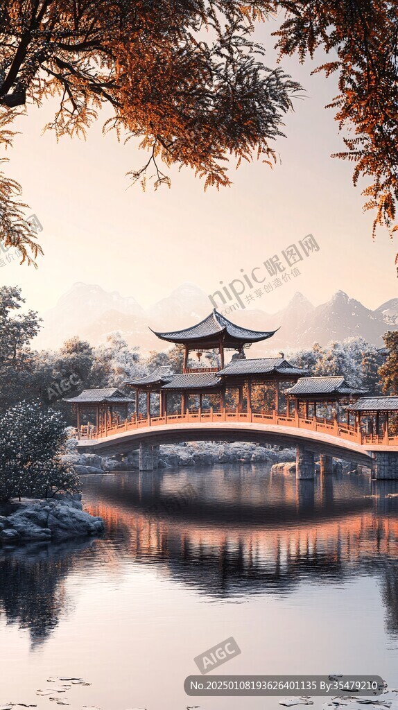 山水楼阁雅致意境风