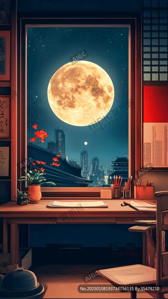 中秋插画小景