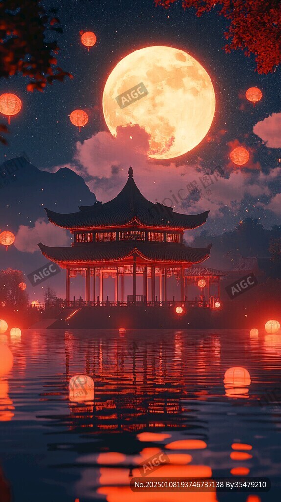 插画爱晚亭