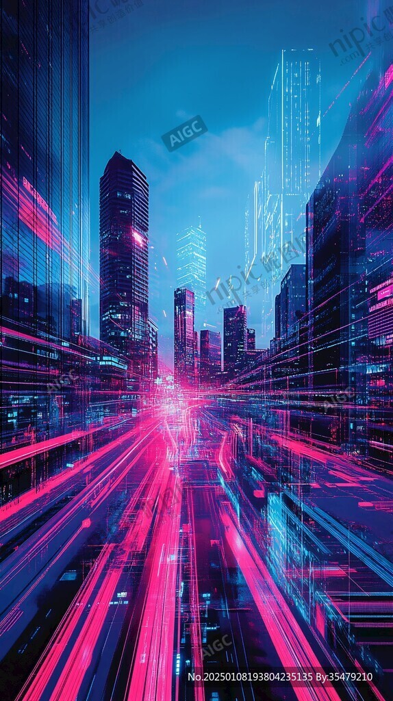 现代科技城市缤纷炫彩