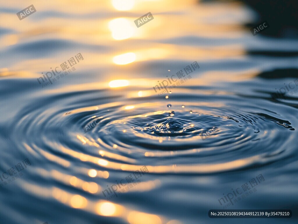 夕阳下的水波纹