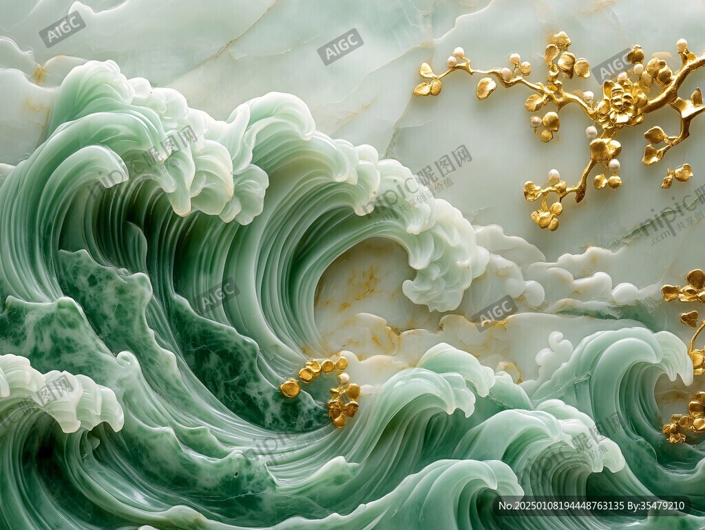 新中式浪花背景墙