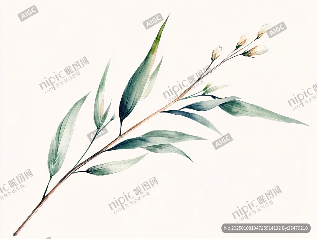 水彩扁竹花