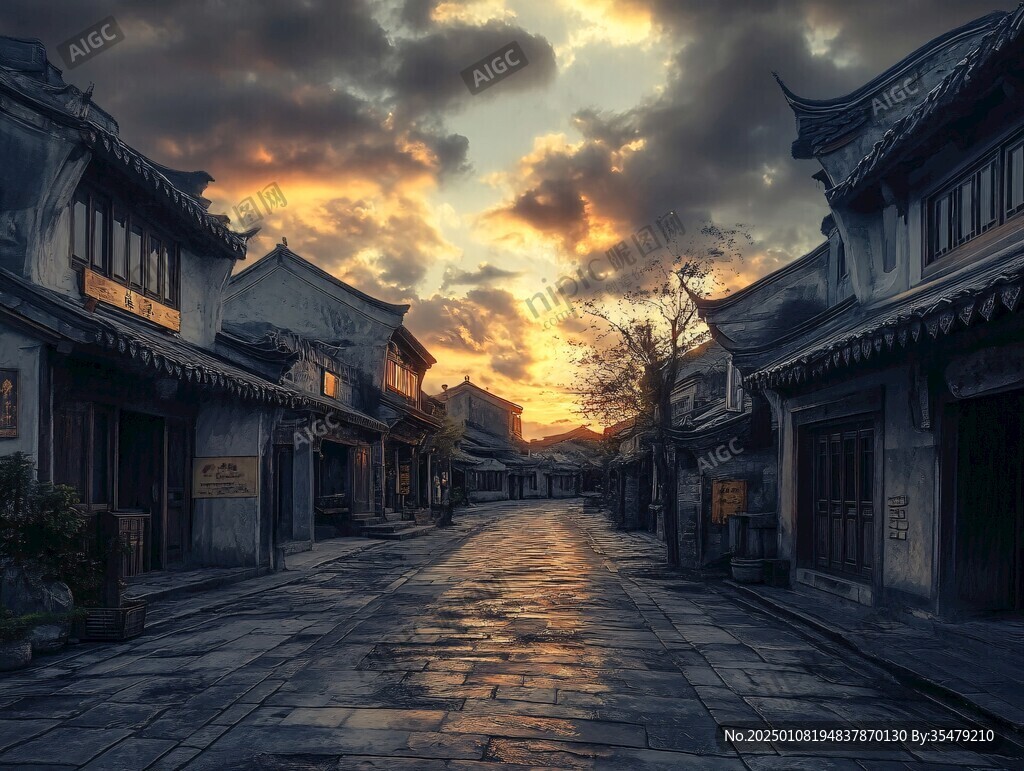 古街晚霞
