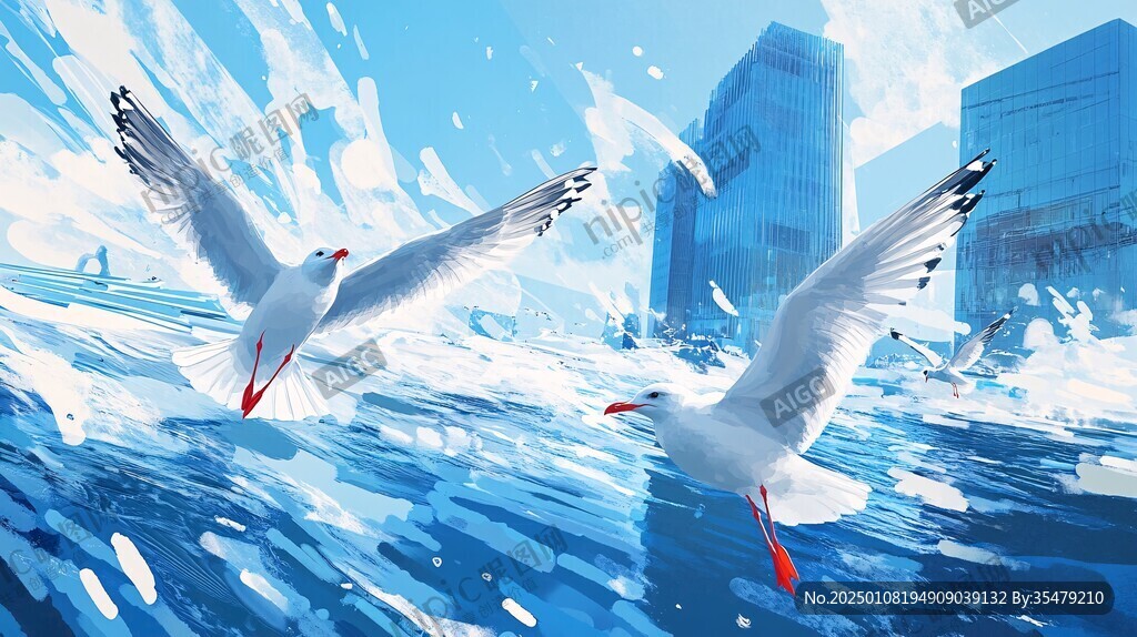 海鸥包装插画