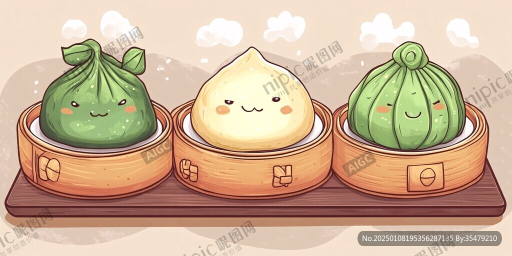 小笼包插画