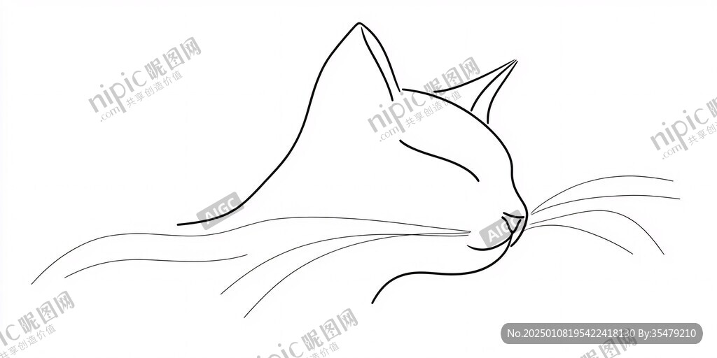 小猫简约线条图