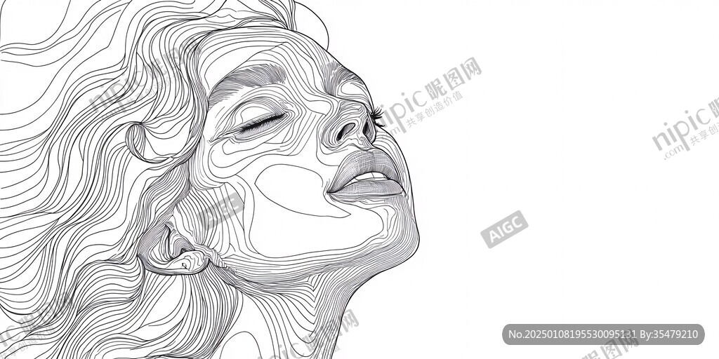 女人侧脸线稿