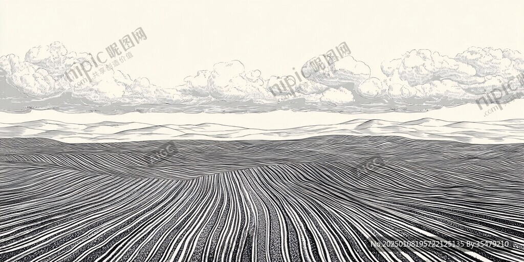 新中式线描山水画