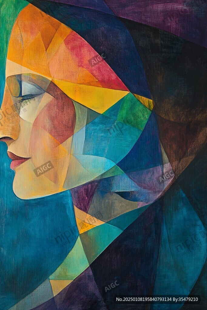 人脸色块拼接装饰画