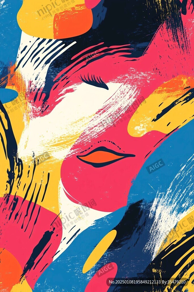 人脸色块拼接装饰画