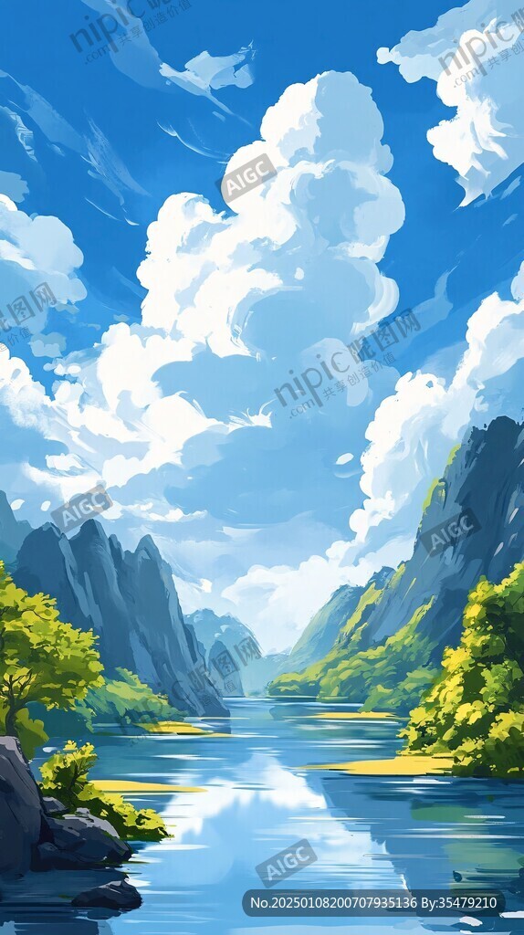 插画山水风景