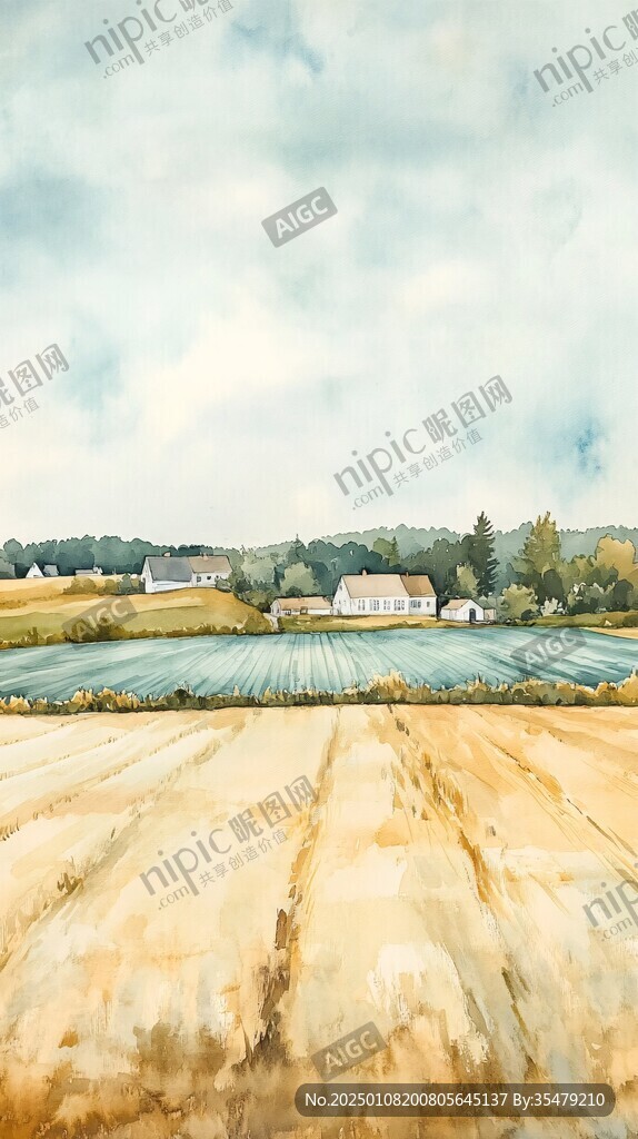 水彩田园