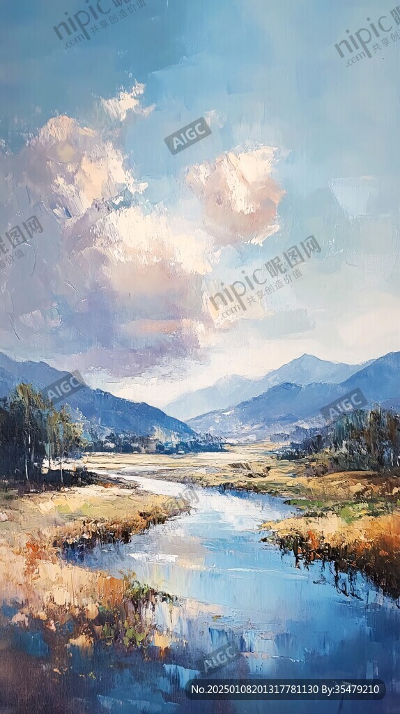 水天一色油画