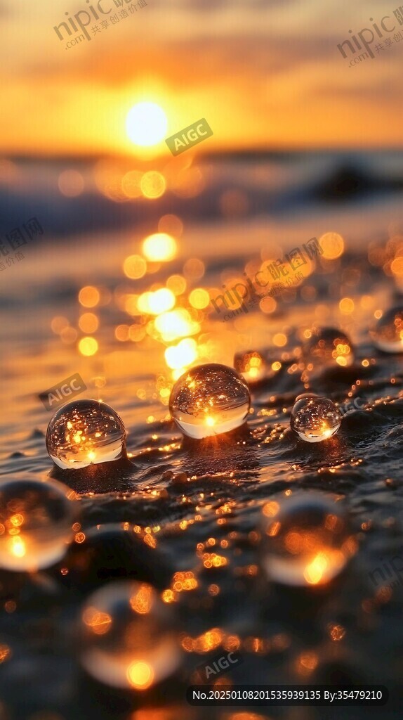夕阳早晨水珠