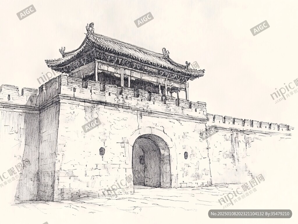 古城门手绘