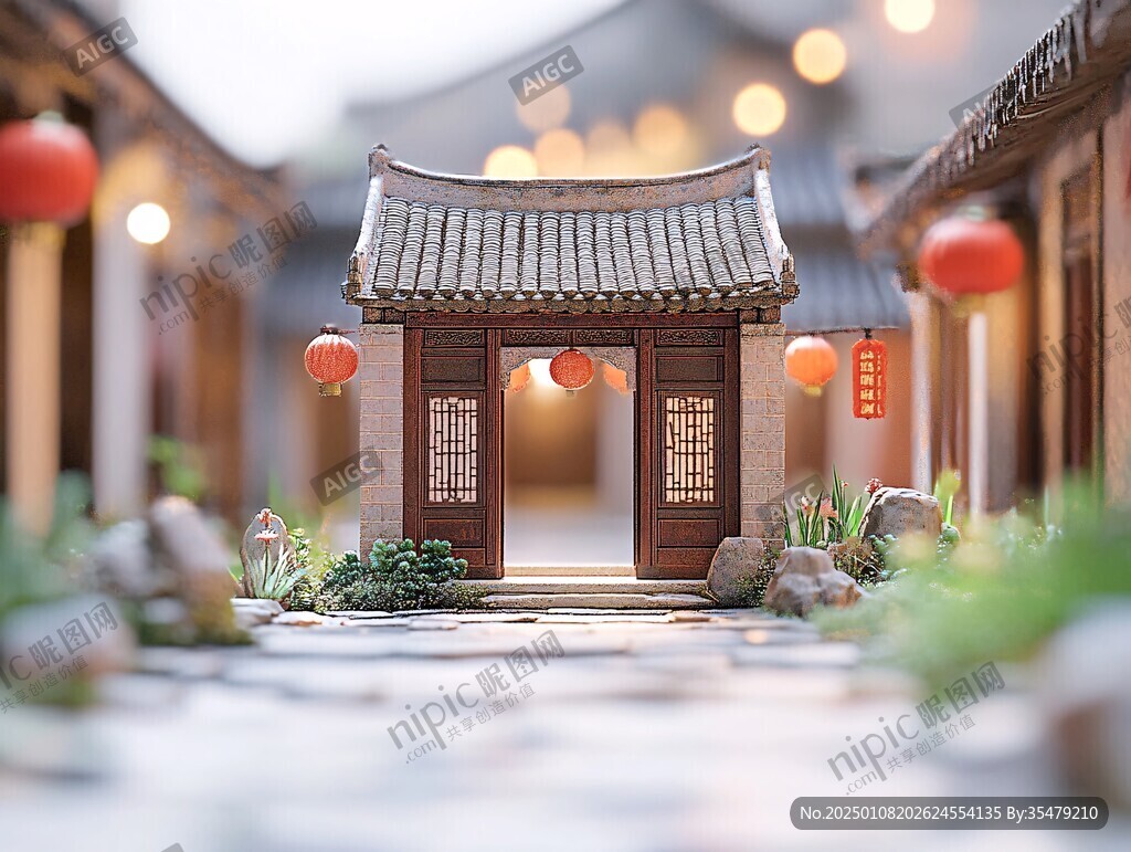 中式建筑微缩模型
