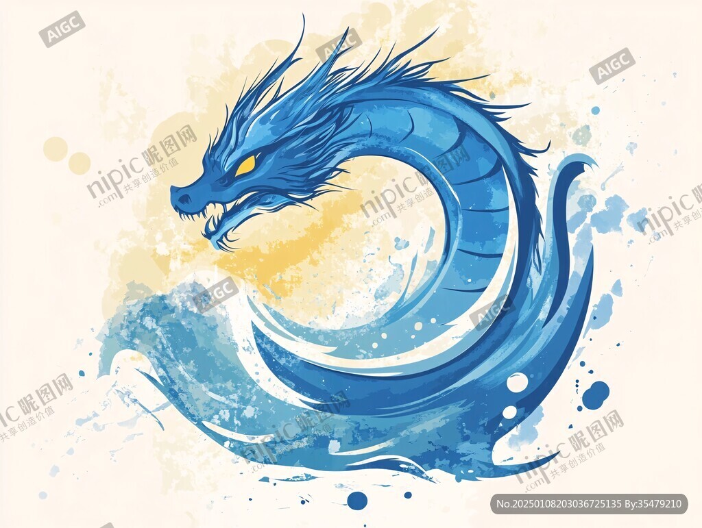 卡通古风龙插画