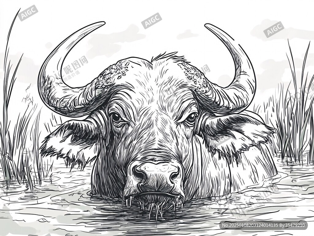 水牛角插画
