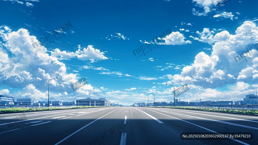 蓝天白云马路