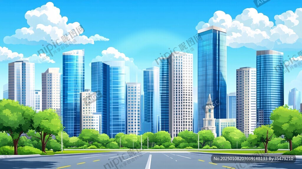 城市夏景城市风貌