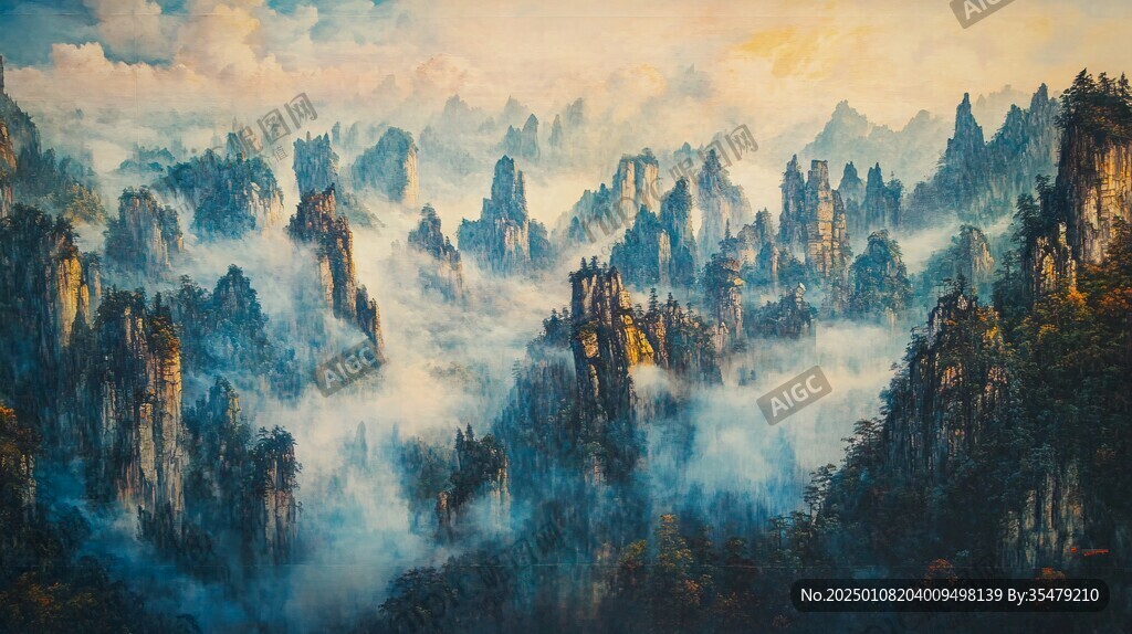 光雾山水墨画