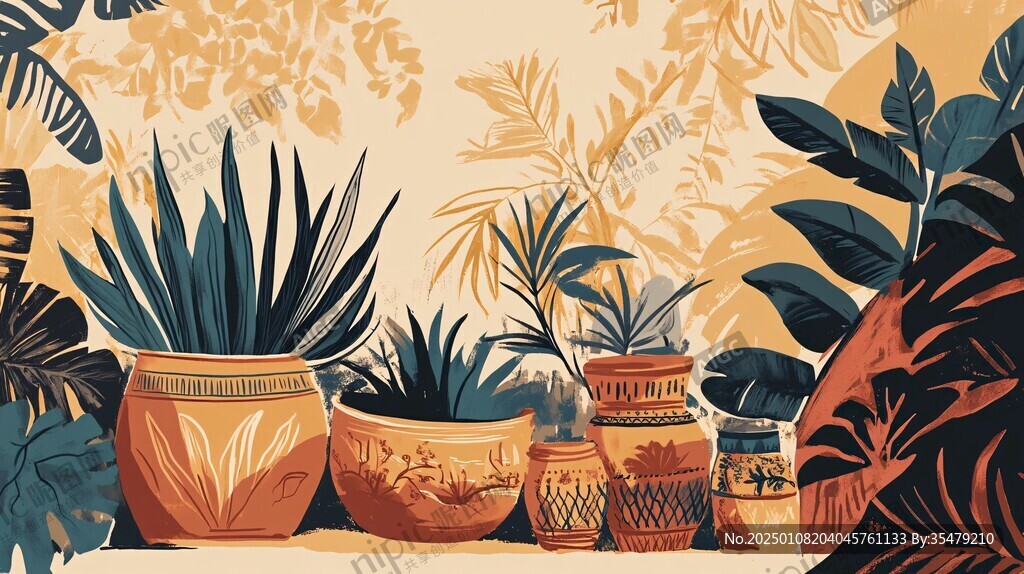 植物背景扁平插画
