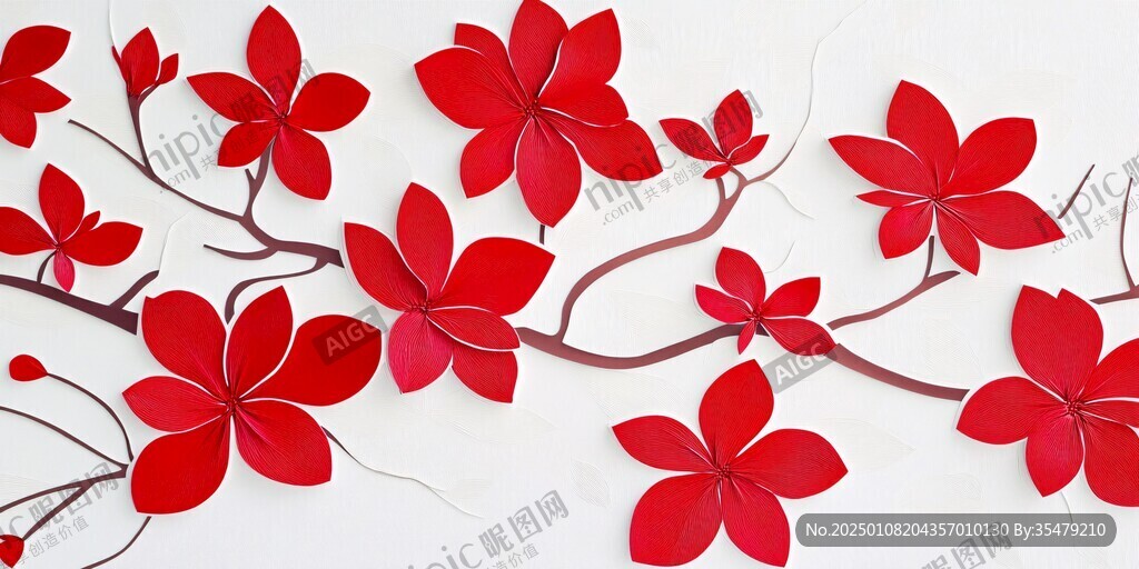 小红花墙画