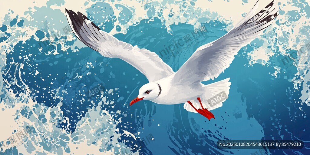 海鸥包装插画