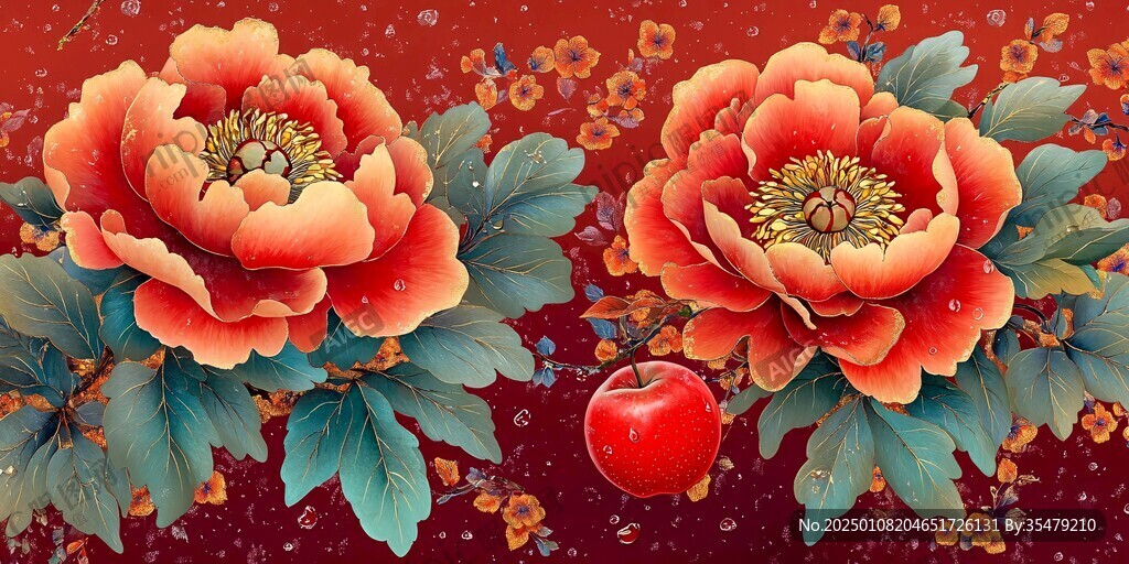 鼠绘牡丹