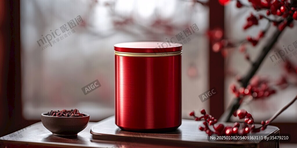 红色茶叶罐