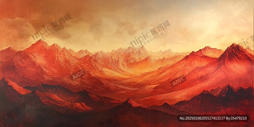 壁画电脑画山脉高山