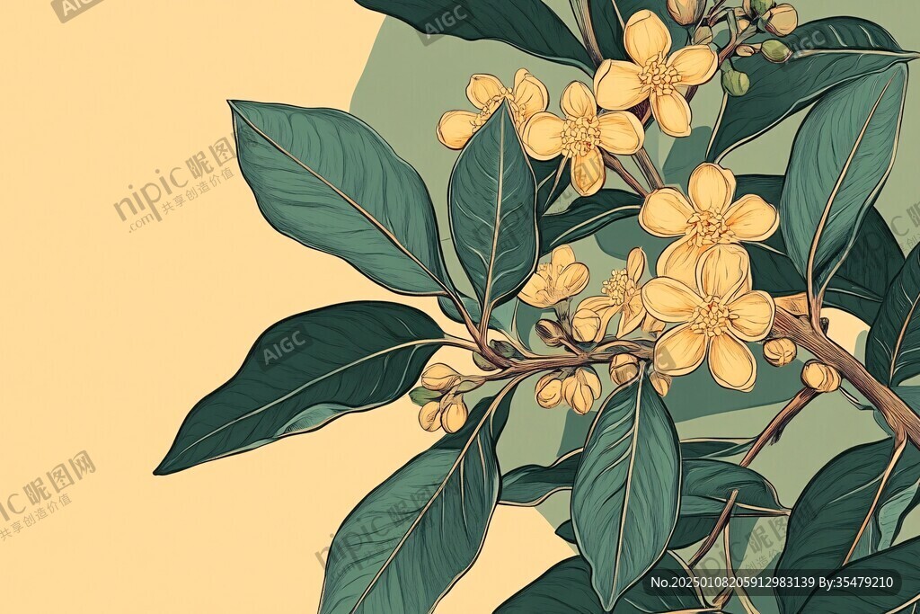 桂花包装插画
