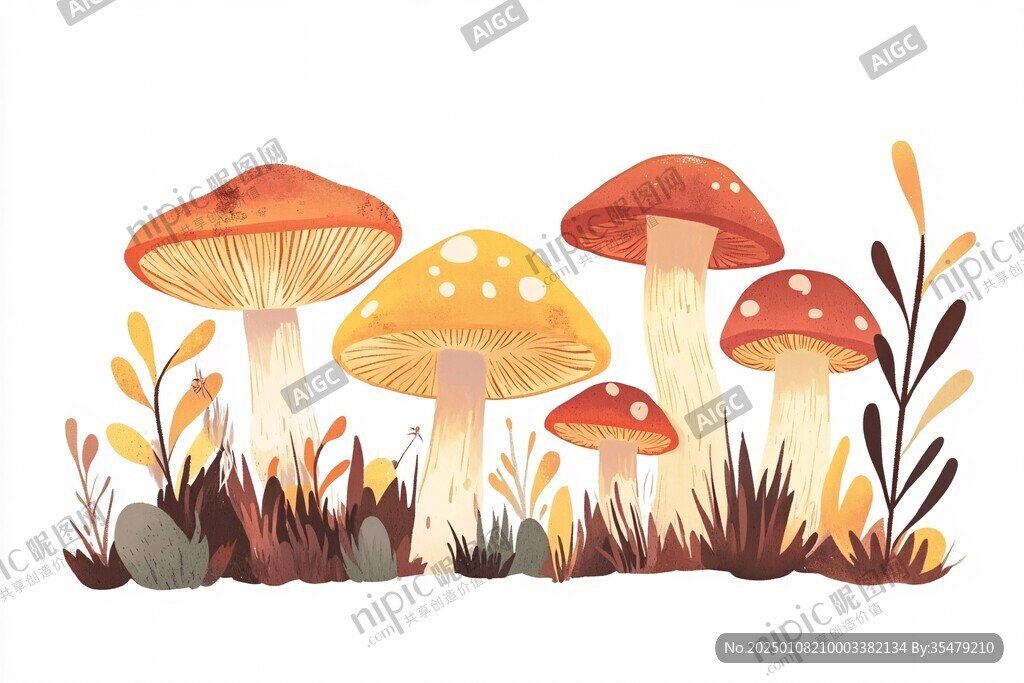 手绘菌菇插画