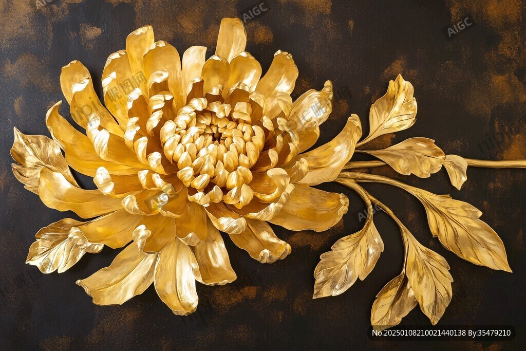3d浮雕金属牡丹花