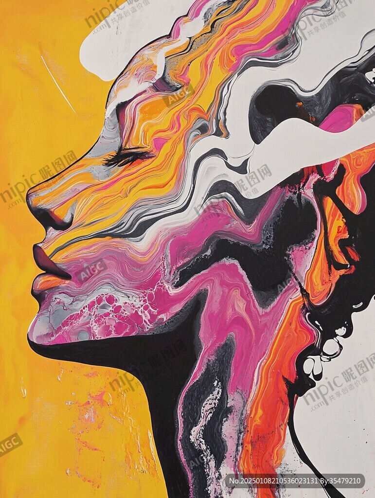 人脸色块拼接装饰画