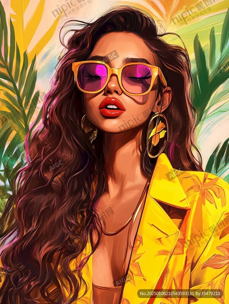 墨镜人物插画