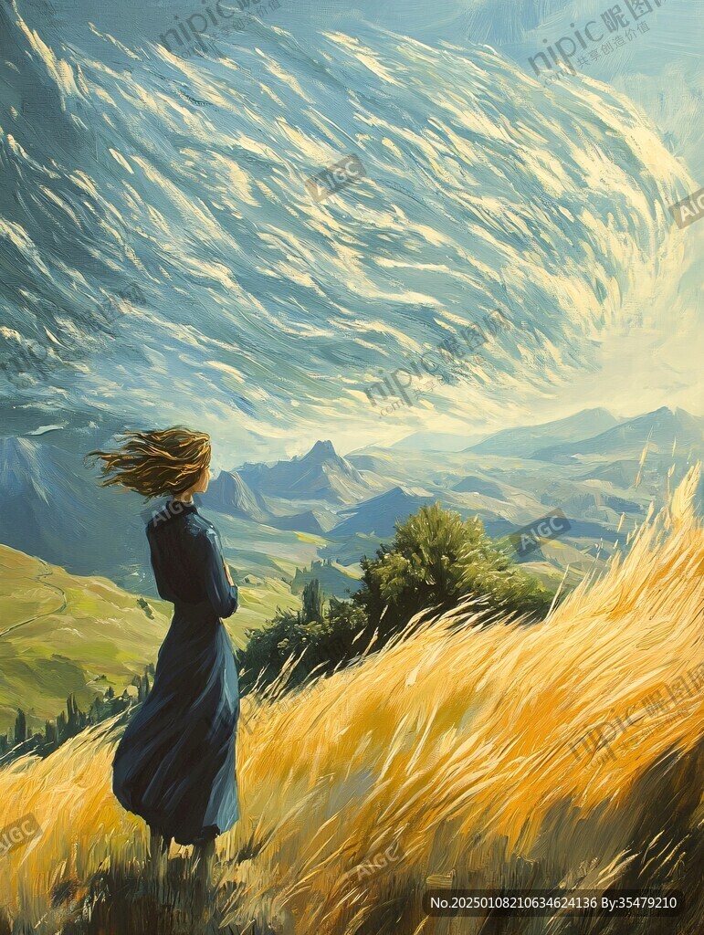 女孩风景画