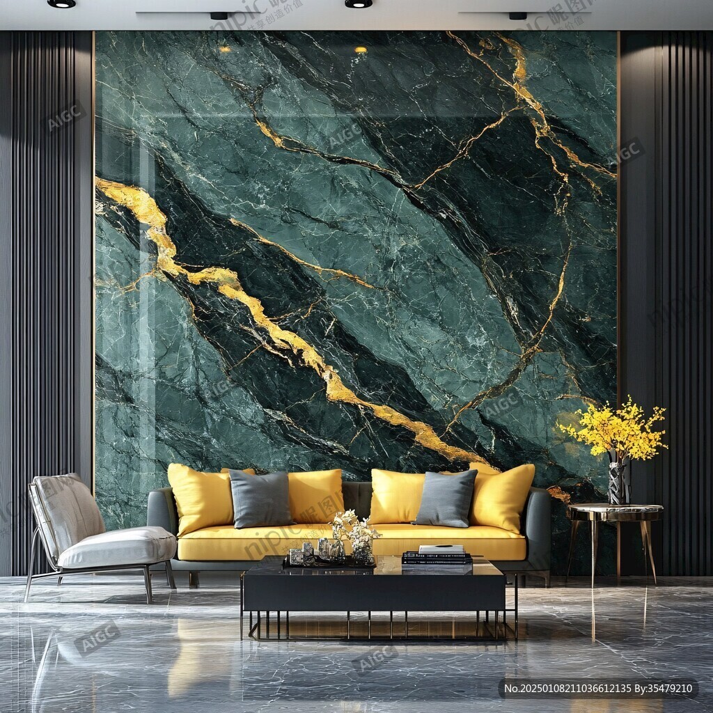 黑蓝色大理石材背景墙