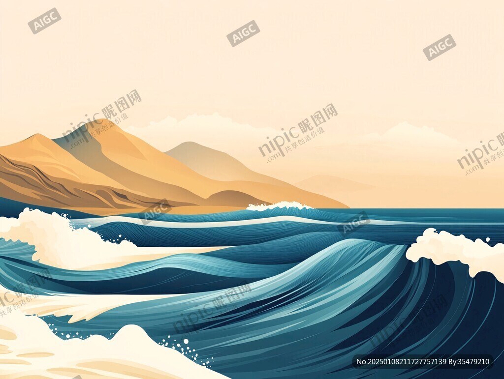 波涛海浪插画