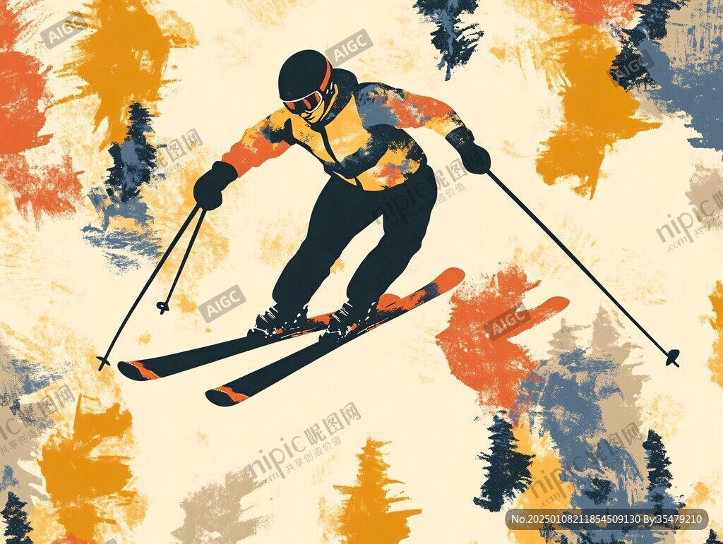 滑雪插画